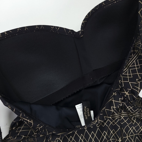 NipTuck Swim Black Gold One Piece Swimsuit Sz 8 - Picture 7 of 11